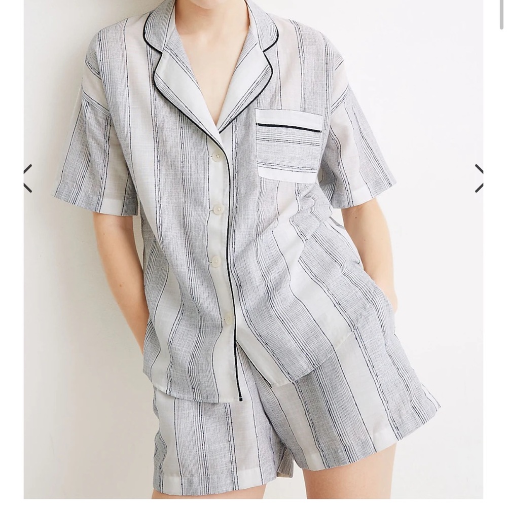 Women’s Madewell x Parachute Striped Oversized Pajama Shirt shorts set